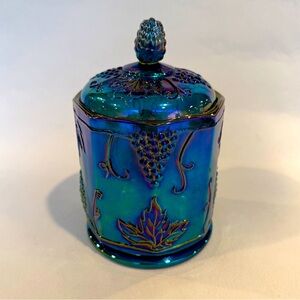 Indiana Harvest Grape Carnival Glass Candy Dish